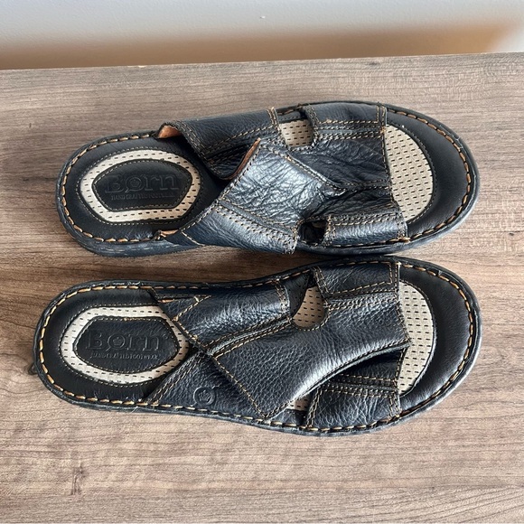 BORN Jared Open Toe Men\'s Leather Slide Sandal Size 10 #564A